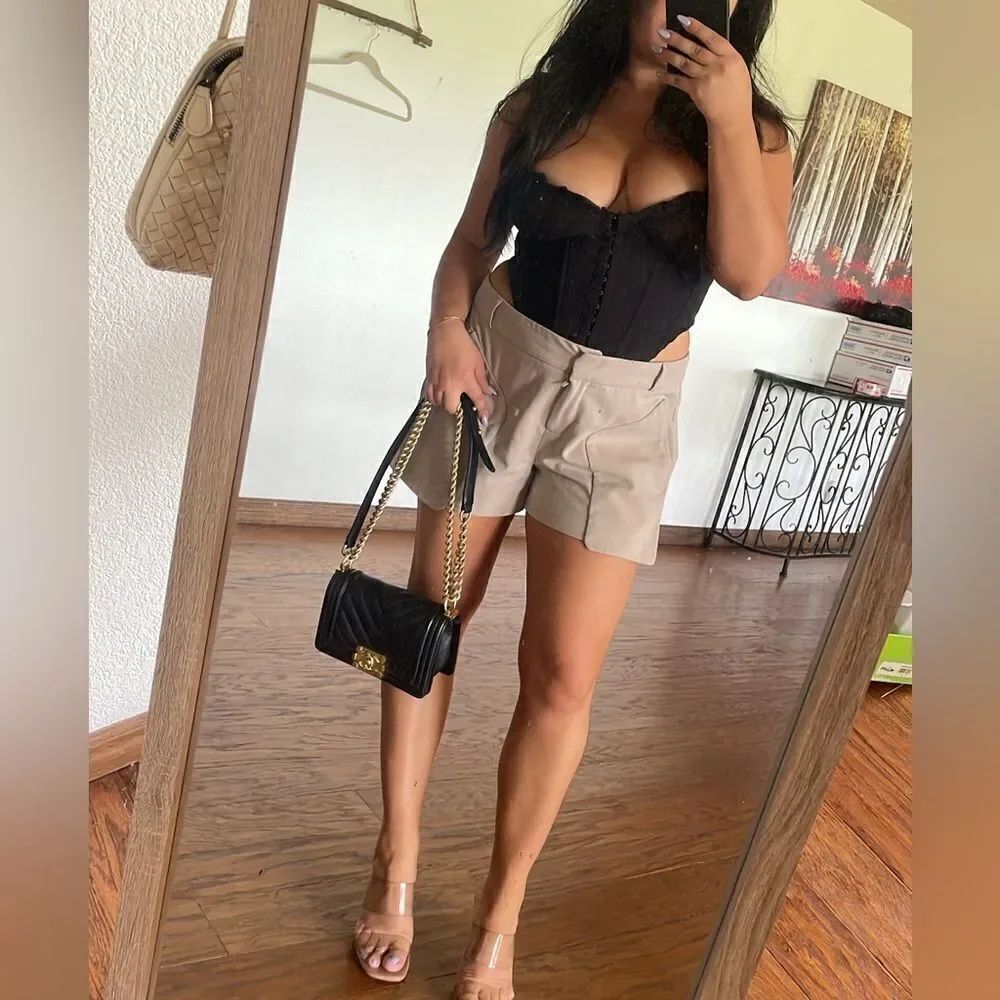 Tan cargo  shorts